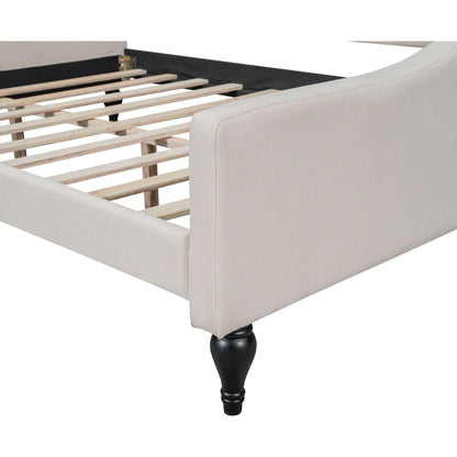 Full Size Upholstered Tufted Daybed, Beige