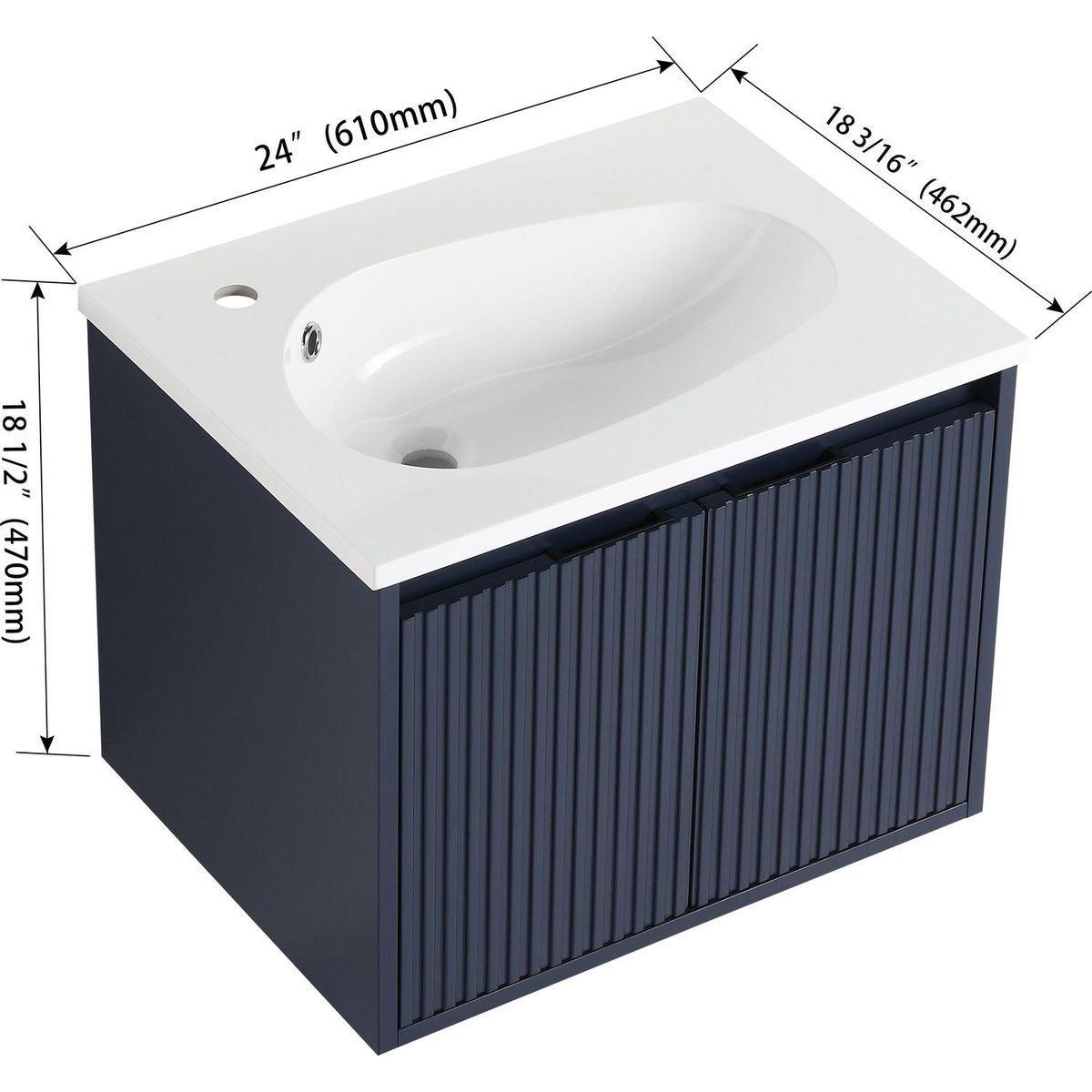 24" Floating Bathroom Vanity with Drop-Shaped Resin Sink