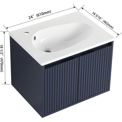 24" Floating Bathroom Vanity with Drop-Shaped Resin Sink