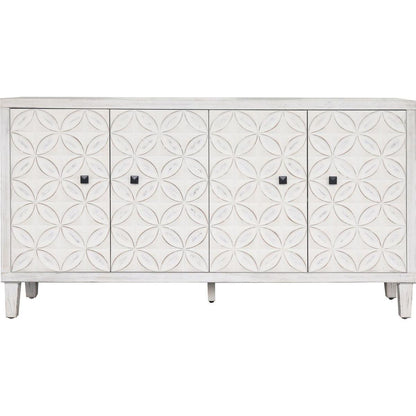 Accent Cabinet 4 Door Wooden Cabinet Sideboard Buffet Server Cabinet Storage Cabinet, for Living Room, Entryway, Hallway, Office, Kitchen and Dining Room, White Wash