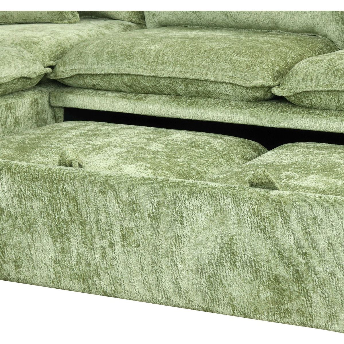 82.67"Convertible Sofa Bed Sectional Sofa Sleeper L-shaped Sofa with a Storage Ottoman,Two Pillows, Two Power Sockets and Two USB Ports for Living Room, Green