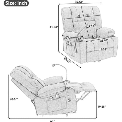 Power Lift Recliner Chair Electric Recliner for Elderly Recliner Chair with Massage and Heating Functions, Remote, Phone Holder Side Pockets and Cup Holders for Living Room, Red