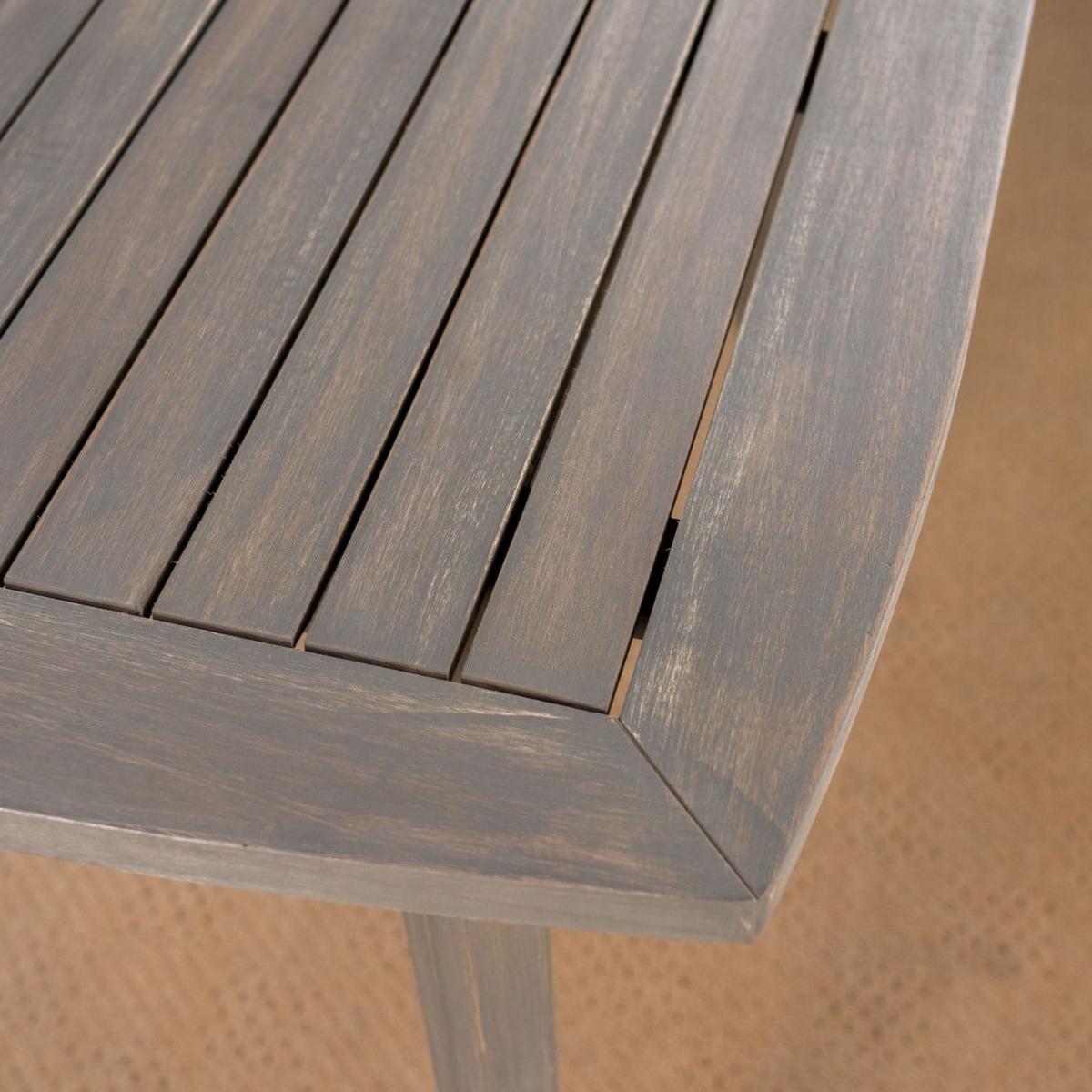 Outdoor Square Acacia Wood Dining Table with Straight Legs, Gray