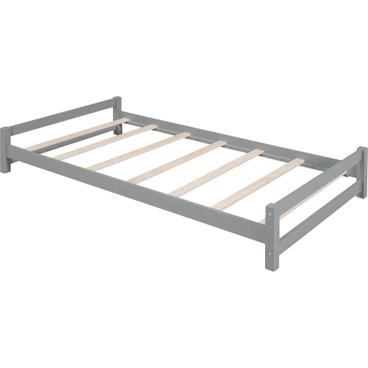 Twin over Twin Bunk Bed with LED Light and USB Ports, Gray