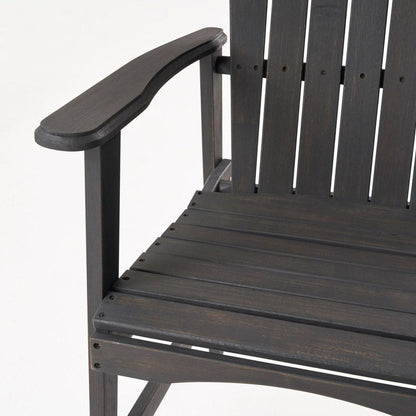 Outdoor Weather Resistant Acacia Wood Adirondack Dining Chairs (Set of 2), Dark Gray Finish