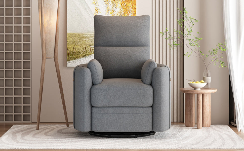 360 Degree Swivel Recliner Theater Recliner Manual Rocker Recliner Chair with Two Removable Pillows for Living Room, Dark Grey