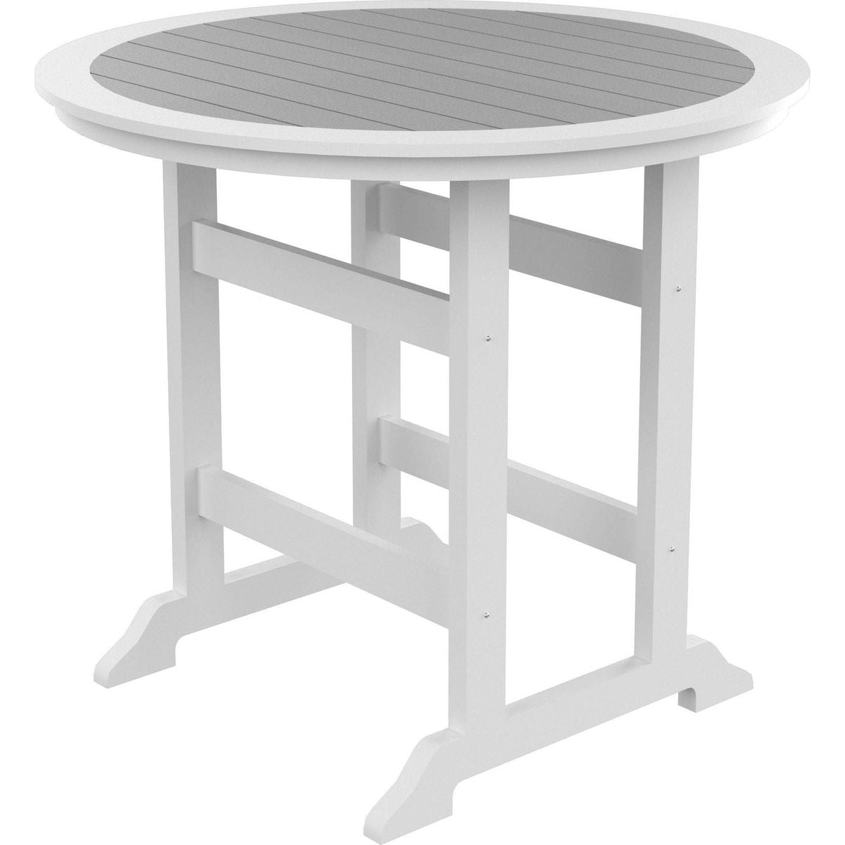 HDPE Bar Table, Dining Table, Patio Bar Set, Counter Height Table For Outdoor White + Gray