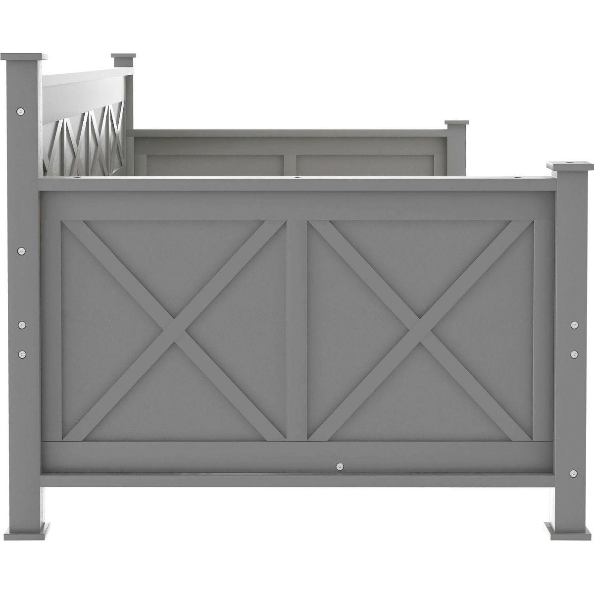 Twin Size Daybed with 2 Large Drawers, X-shaped Frame, Modern and Rustic Casual Style Daybed, Gray