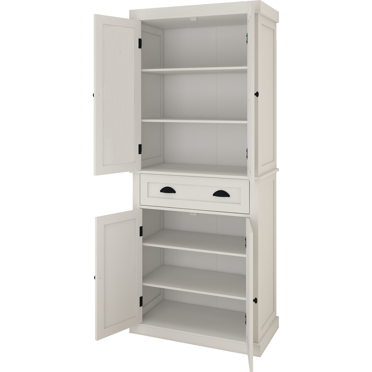 71" Kitchen Pantry Storage Cabinet, with 4 Doors, Drawer, 2 Adjustable Shelves, Freestanding Cupboard for Dining Room Living Room, Laundry-White