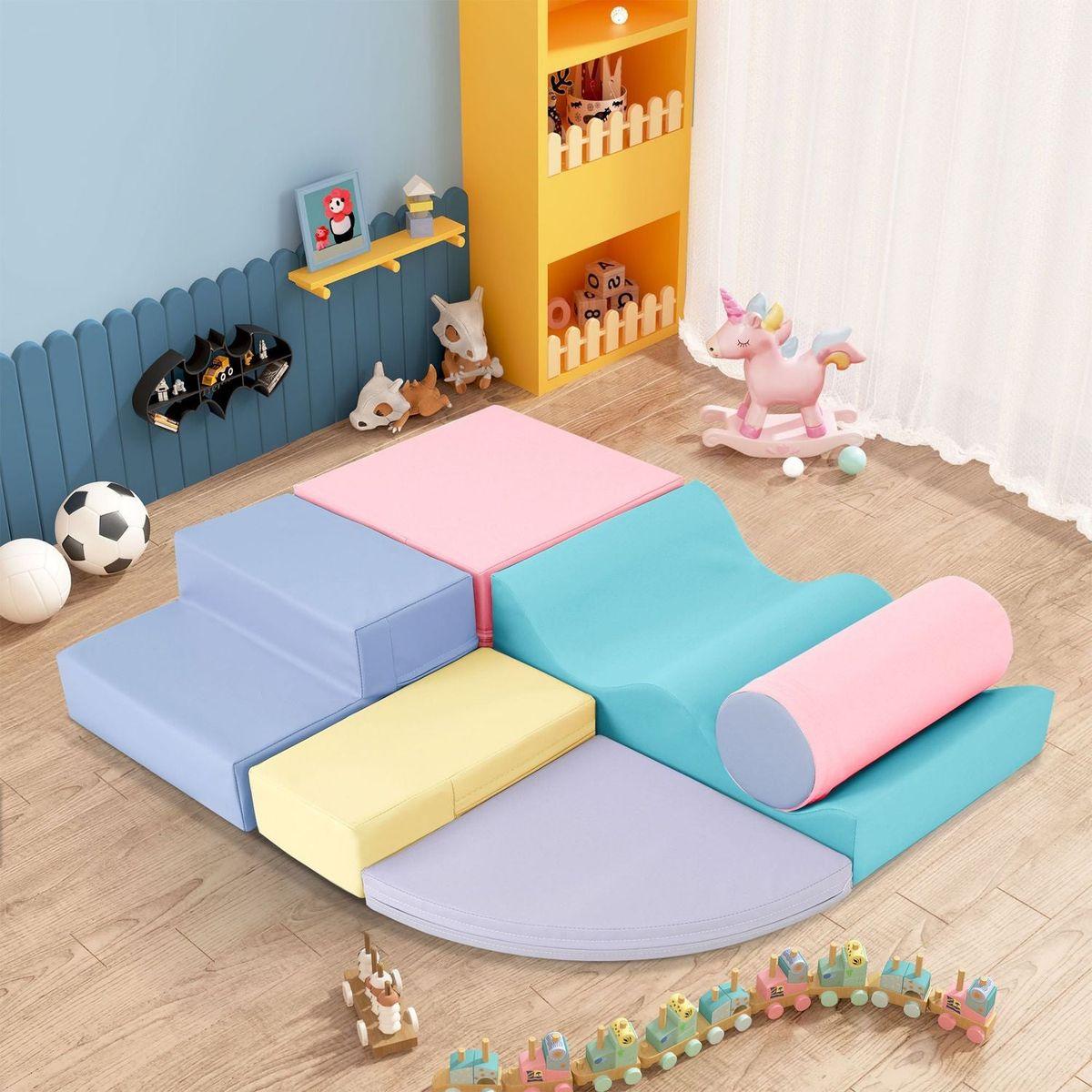 Soft Climb and Crawl Foam Playset 6 in 1, Soft Play Equipment Climb and Crawl Playground for Kids,Kids Crawling and Climbing Indoor Active Play Structure