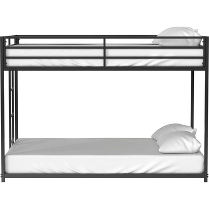 Adam Sturdy Full over Full Metal Bunk Black for Kids and Adult, Low Profile and Easy Climbing with Stable Ladder