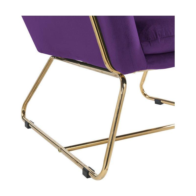 Keira Purple Velvet Accent Chair with Metal Base