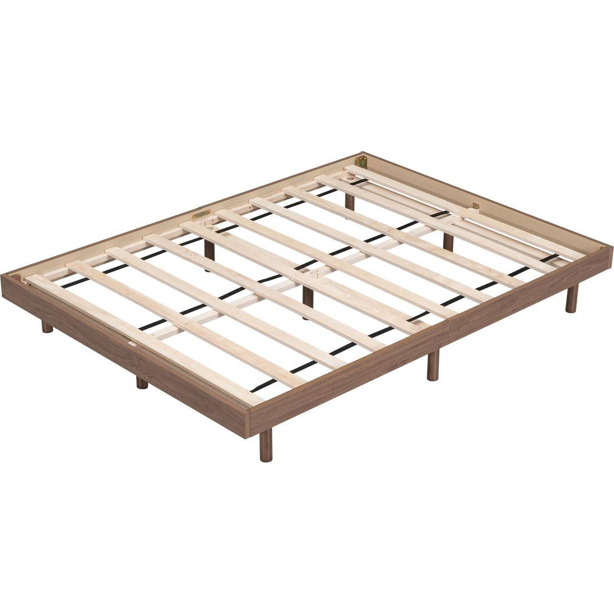 Modern Design Full Floating Platform Bed Frame for Walnut Color