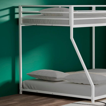 Adam Sturdy Twin over Full Metal Bunk White for Kids and Adult, Low Profile and Easy Climbing with Stable Ladder