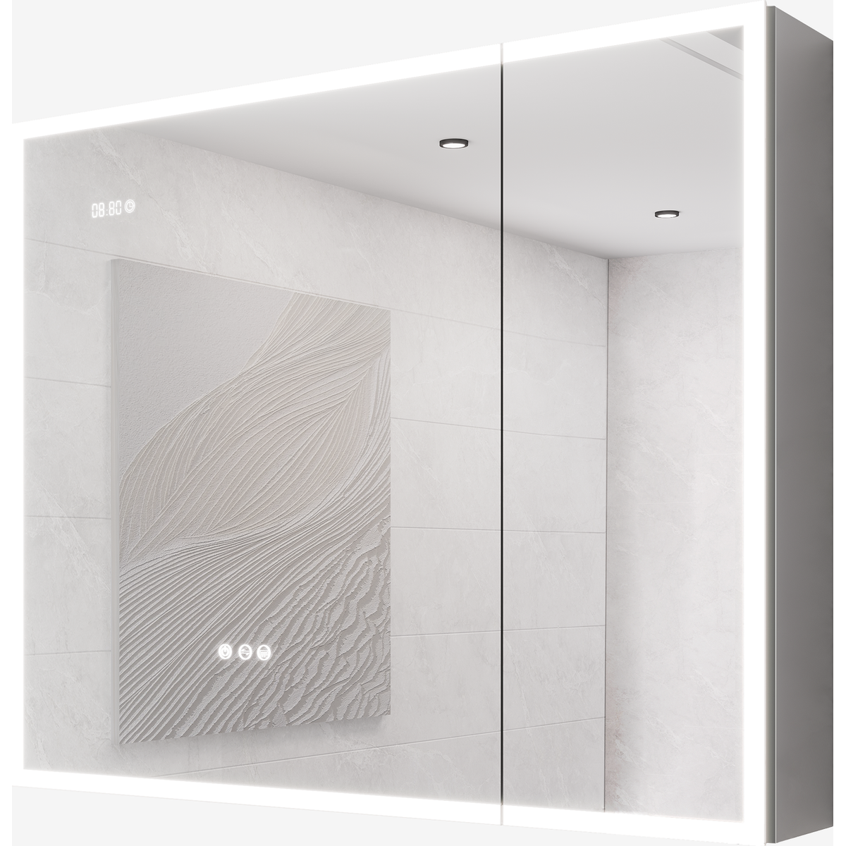 Bathroom Medicine Cabinet with Lights, 36卢脜30 Inch LED Medicine Cabinet with Mirror, Double Door Lighted Medicine Cabinet with Defogger, Dimmer, Clock & Temp Display, 2 Outlets & USB Ports