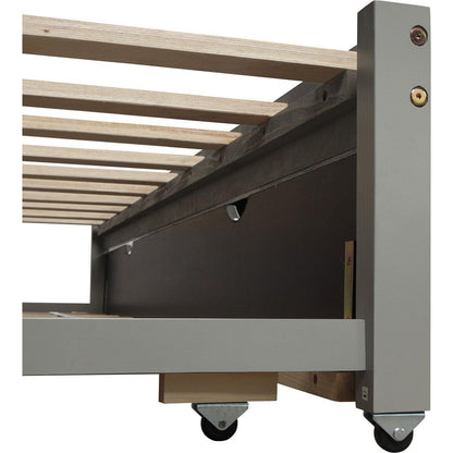 Extending Daybed with Trundle, Wooden Daybed with Trundle, Gray