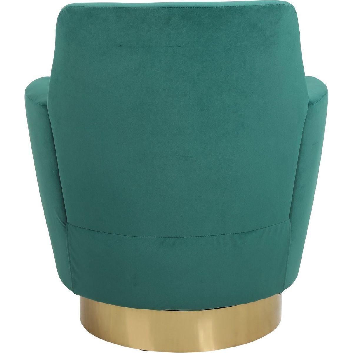 Velvet Swivel Barrel Chair, Swivel Accent Chairs Armchair for Living Room, Reading Chairs for Bedroom Comfy, Round Barrel Chairs with Gold Stainless Steel Base (Emerald)