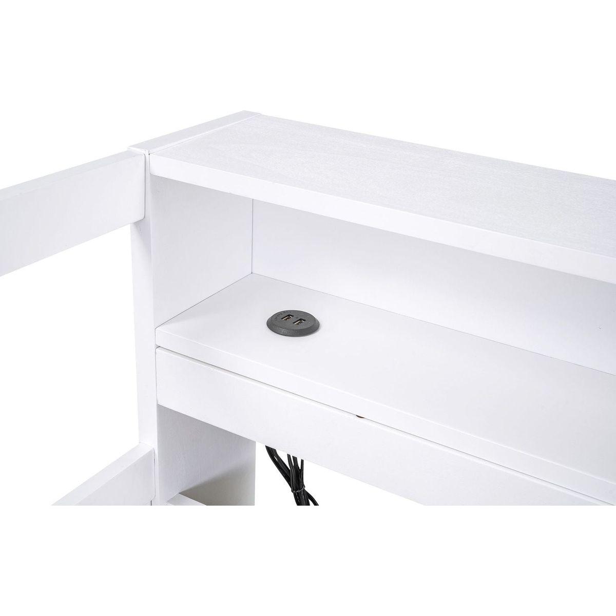 Twin XL Wood Daybed with 2 Trundles, 3 Storage Cubbies, 1 Light for Free and USB Charging Design, White