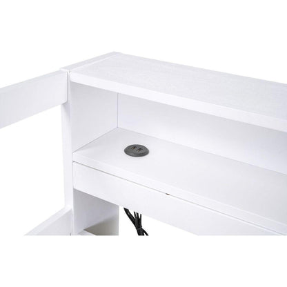 Twin XL Wood Daybed with 2 Trundles, 3 Storage Cubbies, 1 Light for Free and USB Charging Design, White