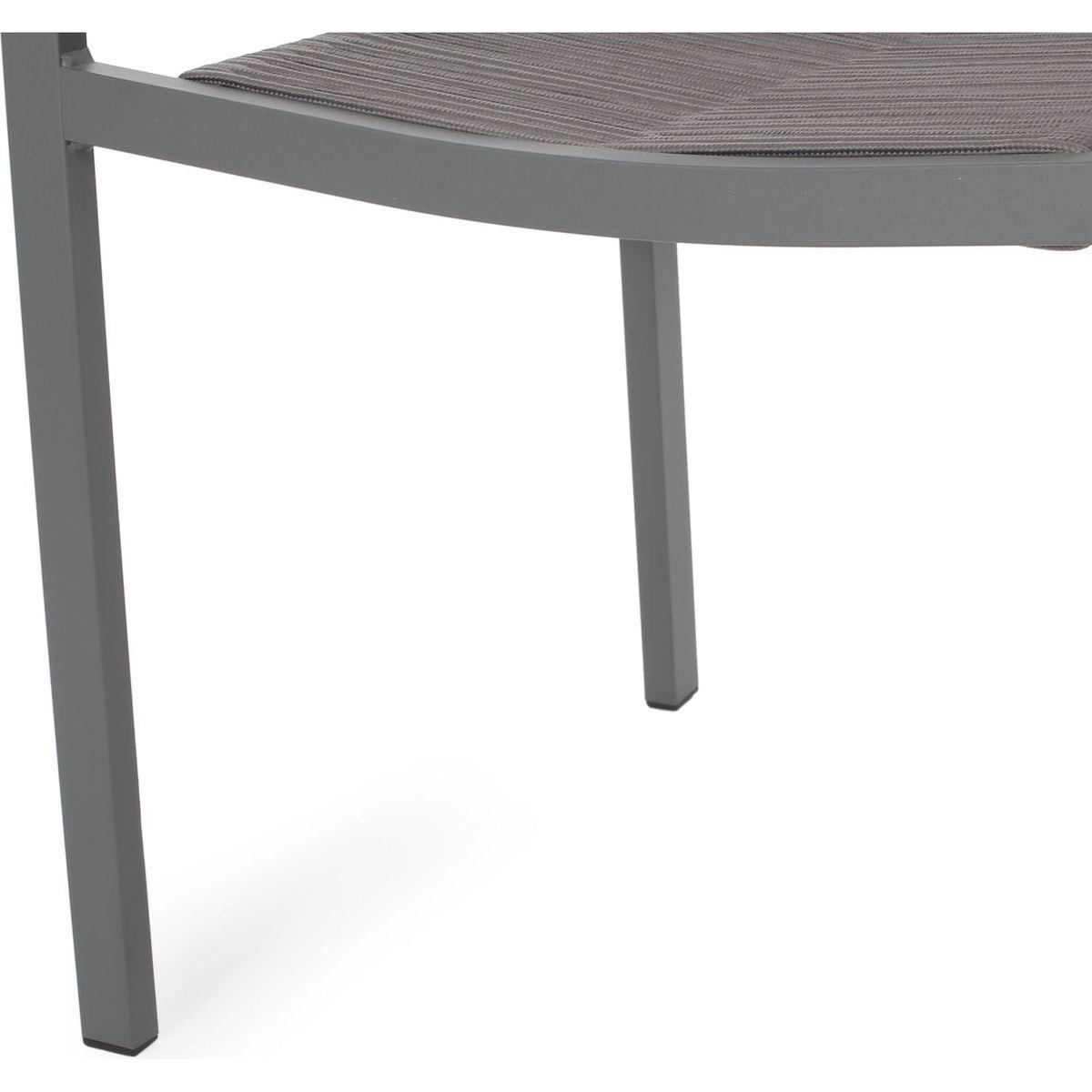Outdoor Modern Aluminum Dining Chair with Rope Seat (Set of 2), Gray and Dark Gray - Streamdale Furniture