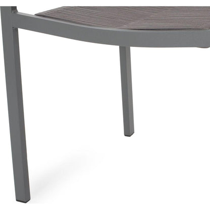 Outdoor Modern Aluminum Dining Chair with Rope Seat (Set of 2), Gray and Dark Gray - Streamdale Furniture