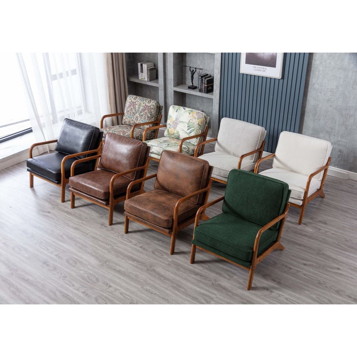 Wood Frame Armchair, Modern Accent Chair Lounge Chair for Living Room