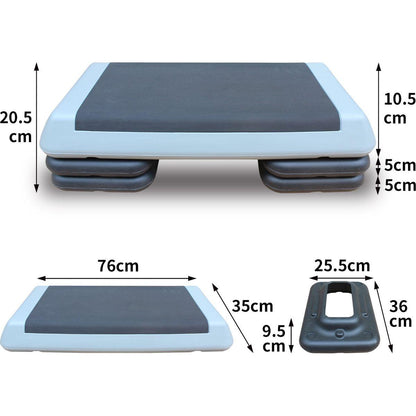 Adjustable Workout Aerobic Stepper in Fitness & Exercise Step Platform Trainer Gray Black with 2 Risers