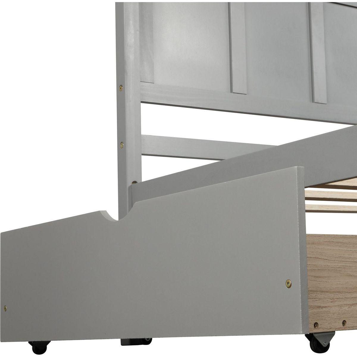 Platform Storage Bed, 2 drawers with wheels, Twin Size Frame, Gray