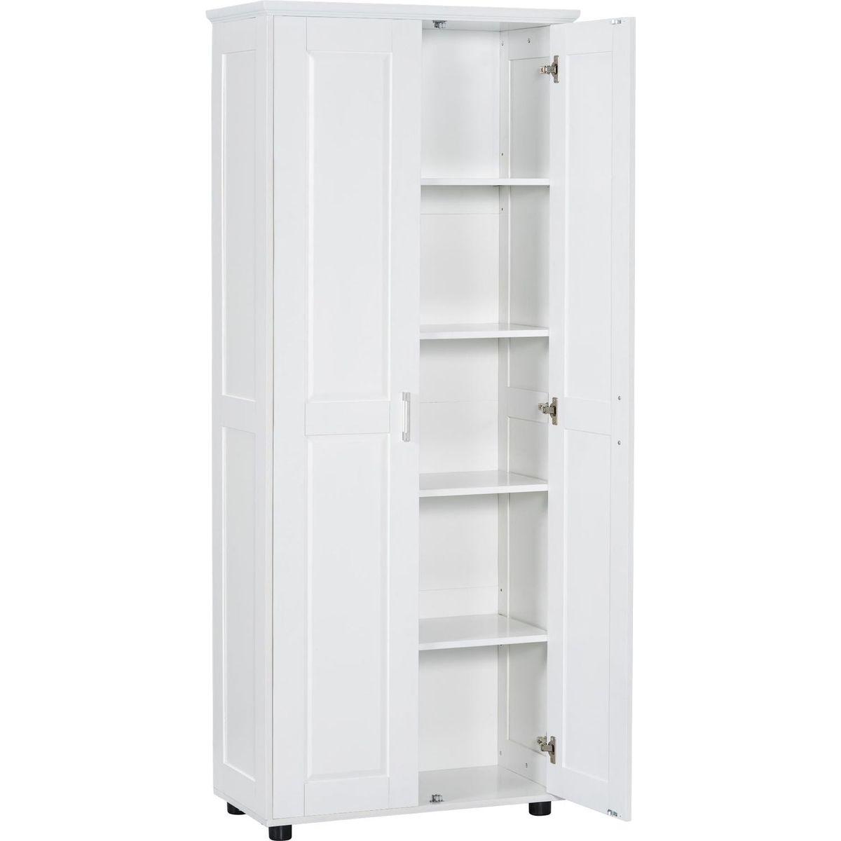 Storage Cabinet with Two Doors for Bathroom, Office, Adjustable Shelf, MDF Board, White