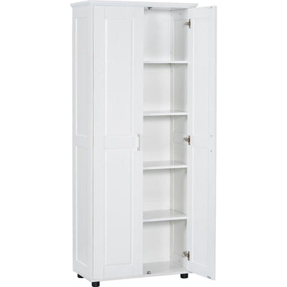 Storage Cabinet with Two Doors for Bathroom, Office, Adjustable Shelf, MDF Board, White