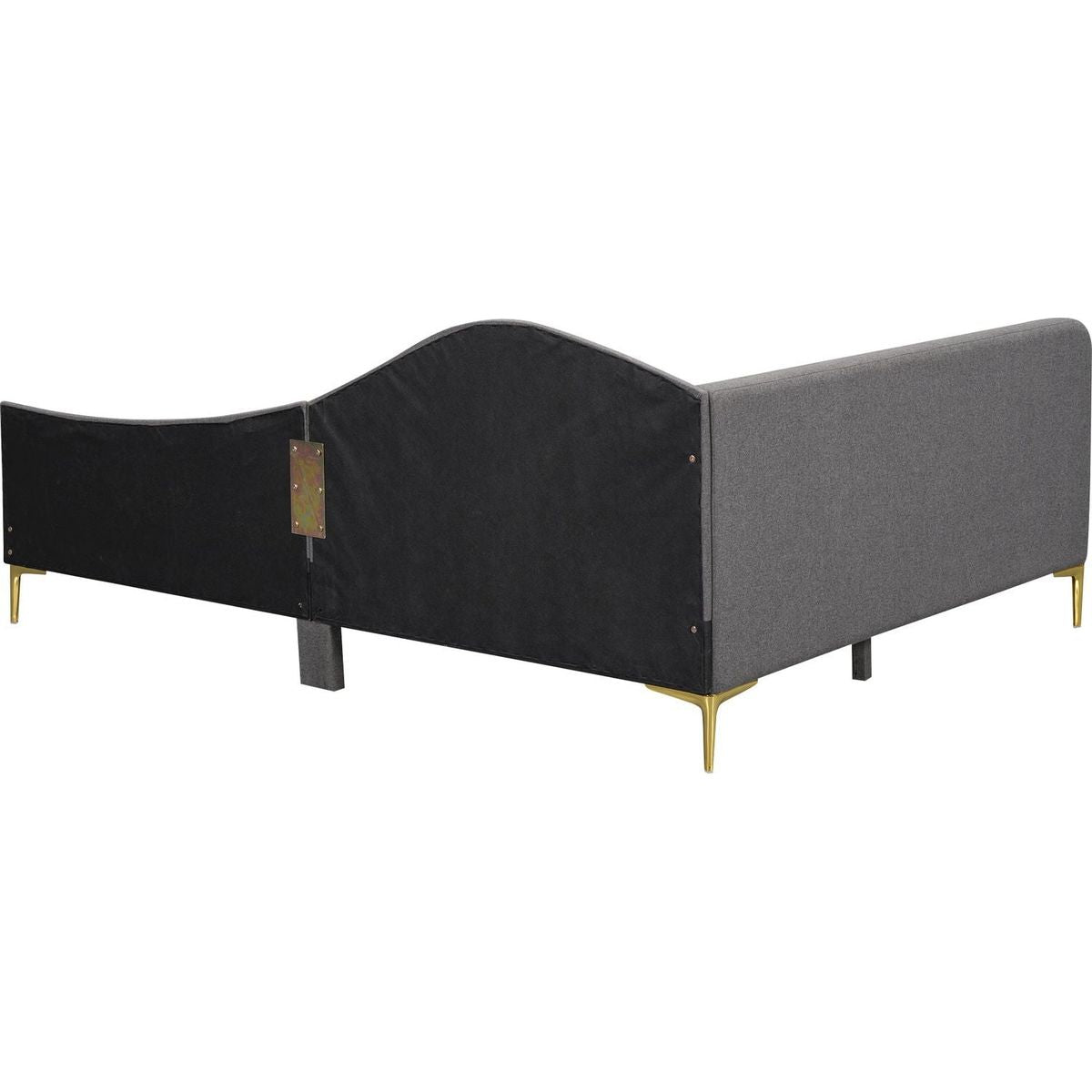 Full Size Upholstered Daybed with Headboard and Armrest, Support Legs, Grey