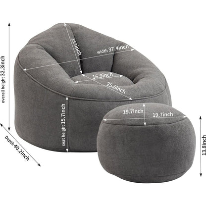 Bedding Bean Bag Sofa Chair High Pressure Foam Bean Bag Chair Adult Material with Padded Foam Padding Compressed Bean Bag With Footrest