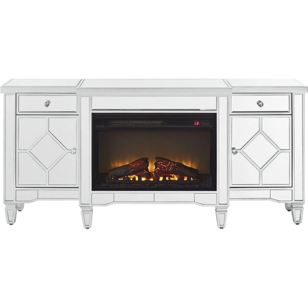 W 57" X D 15 " X H 25.6" Flash silver combination TV fireplace cabinet