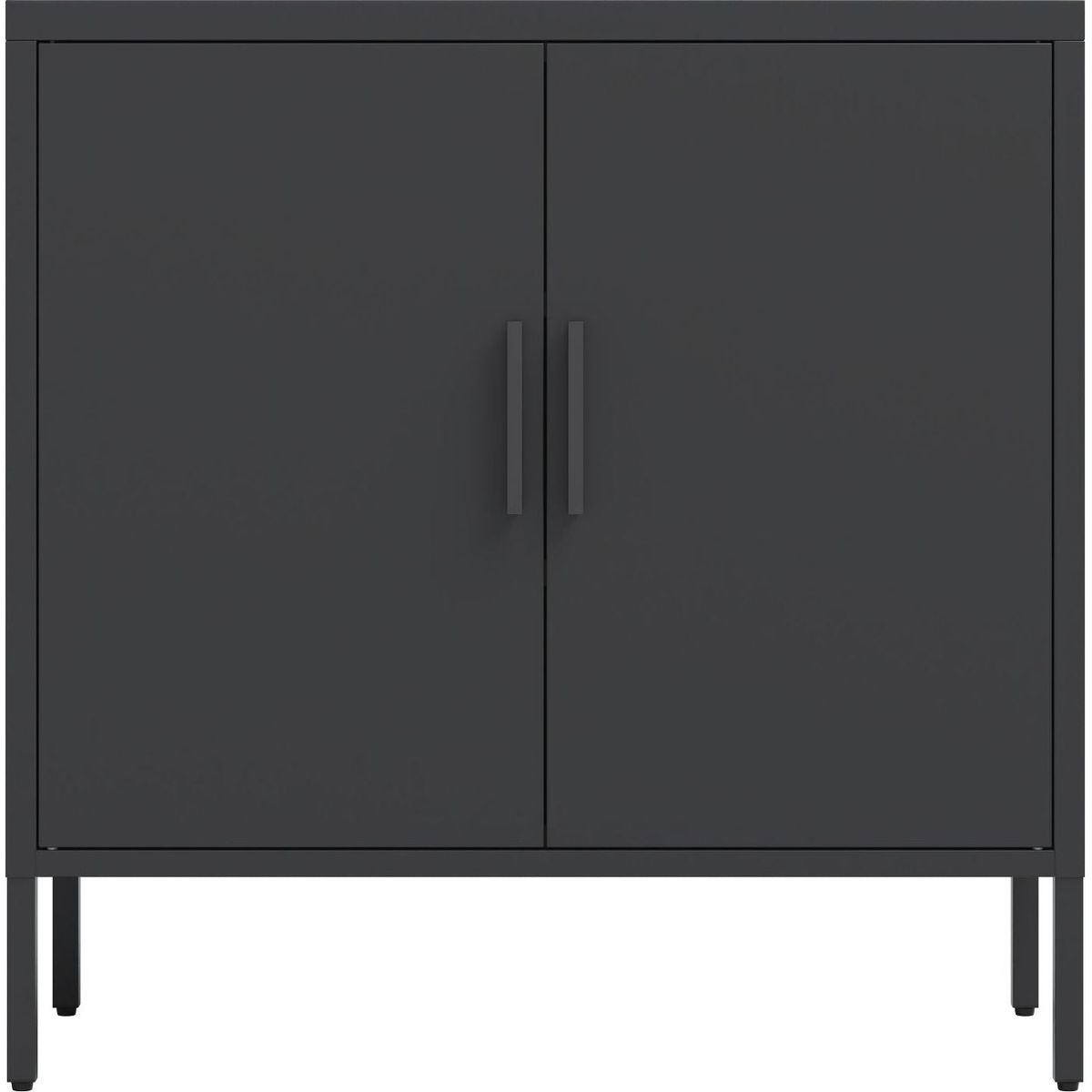 Metal Storage Cabinet with 2 Doors and 2 Adjustable Shelves, Steel Lockable Garage Storage Cabinet, Metal File Cabinet for Home Office School Gym, Black