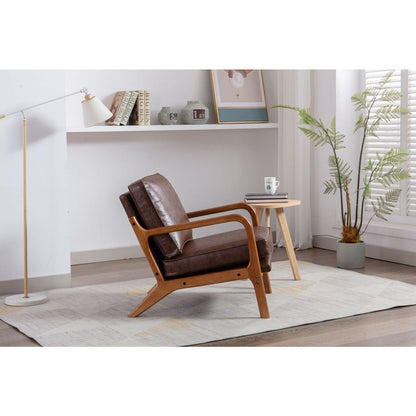 Wood Frame Armchair, Modern Accent Chair Lounge Chair for Living Room