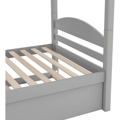 Twin L-Shaped Bunk bed with Trundle-Gray{O