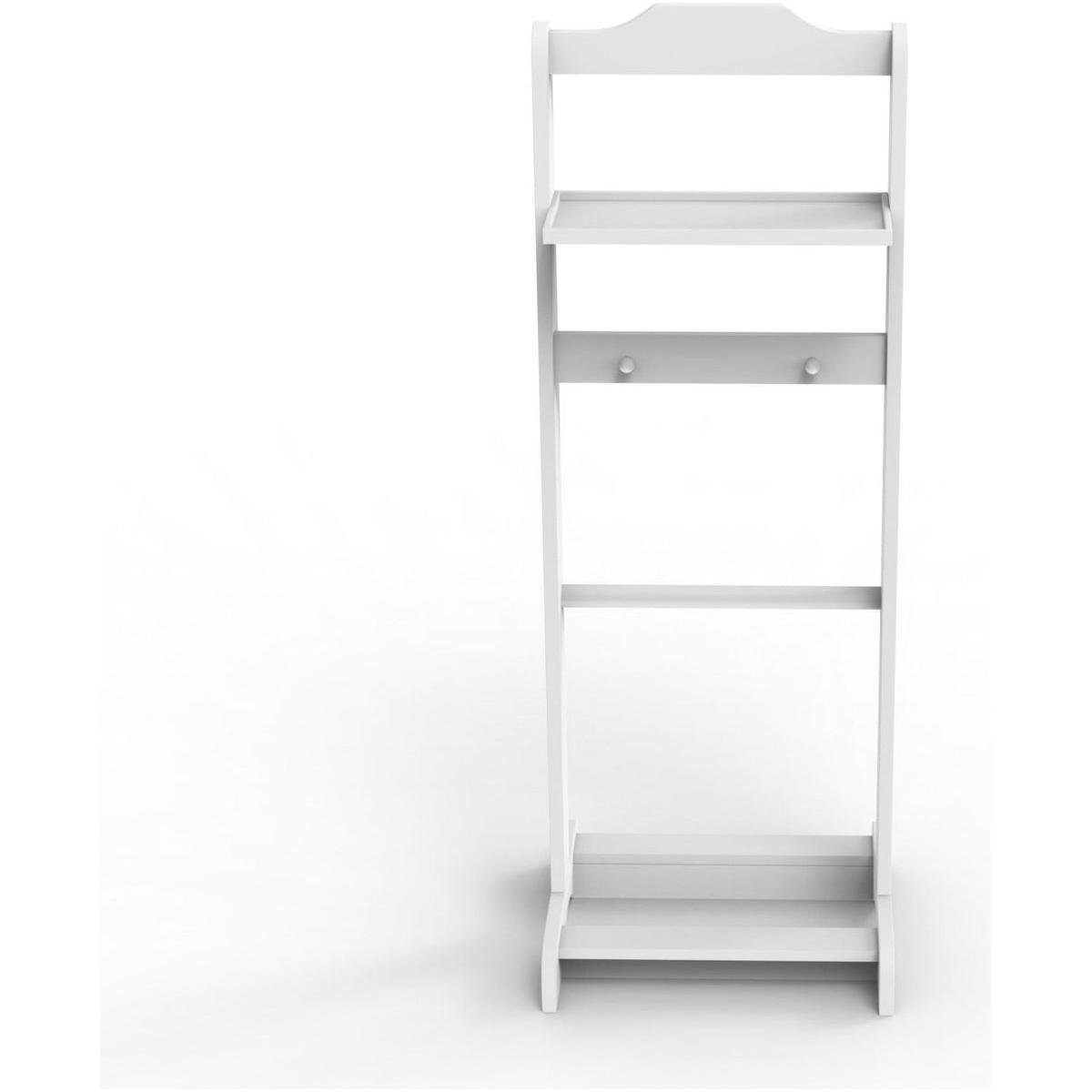 Accent Portable Garment Rack,Clothes Valet Stand with Storage Organizer,White Finish