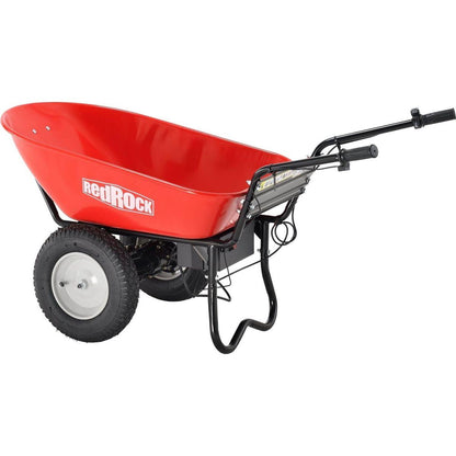 RedRock Wheelbarrow Utility Cart Electric Powered 24V DC 180W AGM Battery 330lbs (150kgs) Max Capacity Barrel Dump Material Debris Hauler