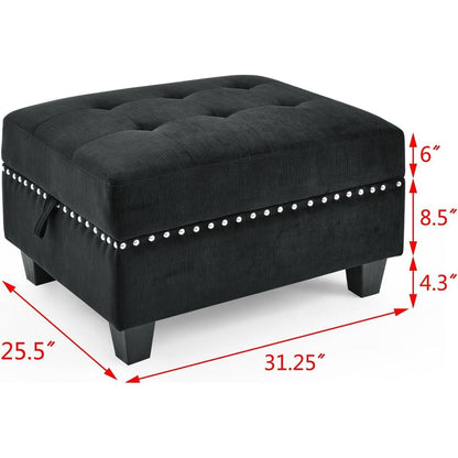 U shape Modular Sectional Sofa,DIY Combination,includes Four Single Chair and Two Corner,Black Velvet.