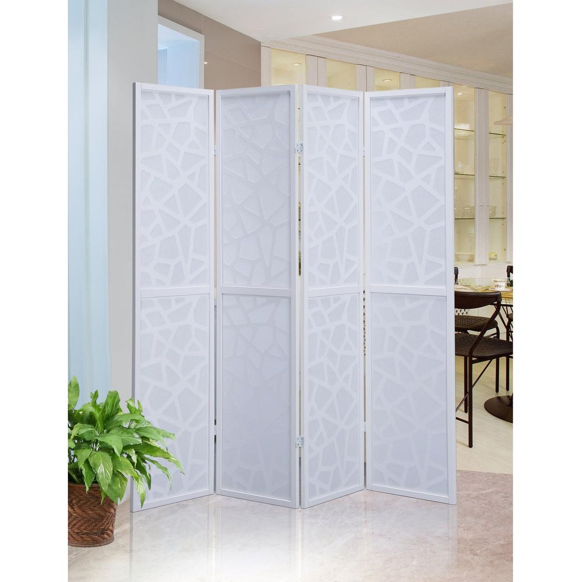 Giyano 4 Panel Screen Room Divider, White