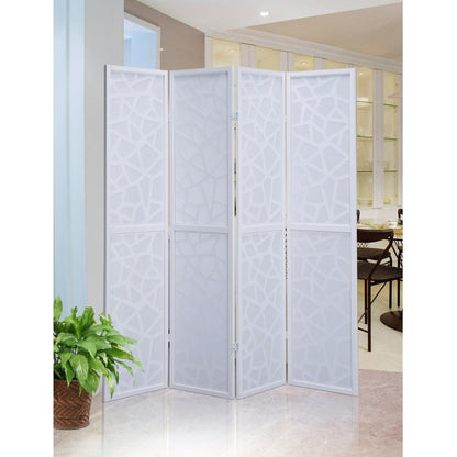 Giyano 4 Panel Screen Room Divider, White