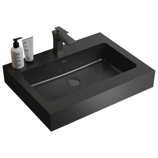 BB02-24-109, Integrated engineered quartz basin WITHOUT drain and faucet, matt black color