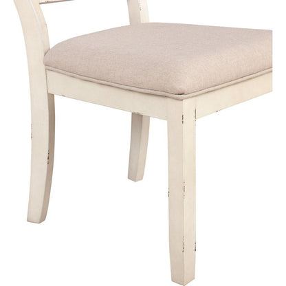 Prato Wood Cross Back Upholstered Dining Chairs, Set Of 2, Antique White