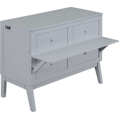 Full Size Murphy Bed with USB Port and removable Shelves on Each Side,Gray