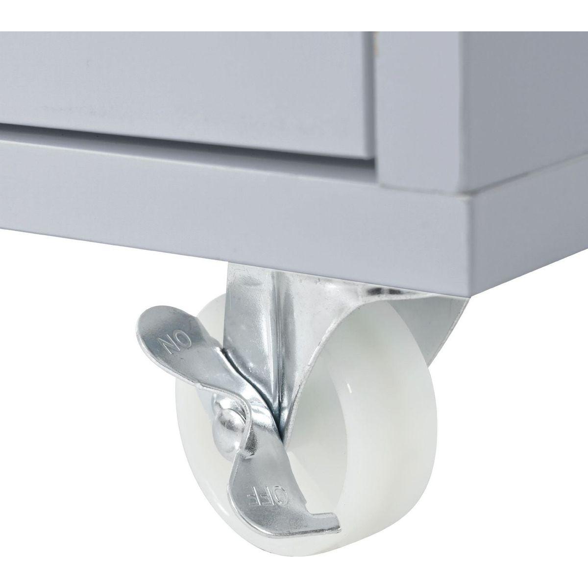 Rolling Kitchen Island With Movable Extended Table, Kitchen Cabinet on Wheels with Power Outlets and 2 Fluted Glass Doors, Kitchen Island with a Storage Compartment and Side 3 Open Shelves, Grey