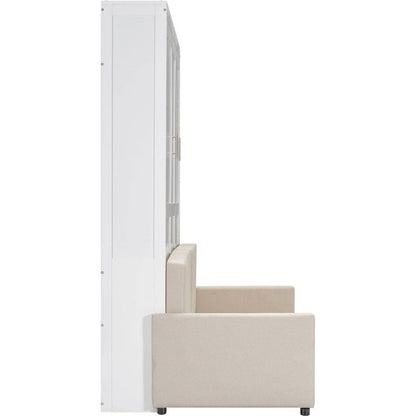 Queen Size Murphy Bed Wall Bed with Cushion, White