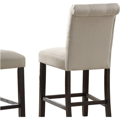 Leviton Solid Wood Tufted Asons Counter Height Stool, Set of 2, Tan