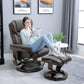 Massage Recliner Chair with Ottoman Footrest, 10 Vibration Points, 360 Swivel Reclining Chair, Faux Leather Living Room Chair with Side Pocket and Remote Control, Brown