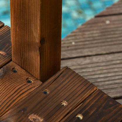 7.5' Fir Wood Garden Bridge Arc Walkway with Side Railings, Perfect for Backyards, Gardens, & Streams, Carbonized