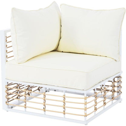 Modern Minimalist 7-Piece Metal Patio Sectional Sofa Set, All-Weather Garden Conversational Furniture Set with Thick Cushions and Coffee Table for Indoor Outdoor, White